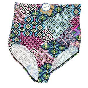 Swimsuits For All Swim Sexy‎ Bikini Bottom Womens 16 Multicolor Geometric Boho